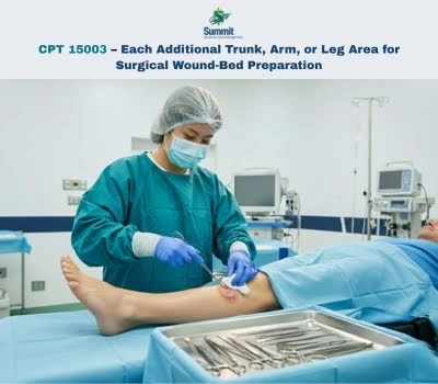 CPT Code 15003 – Each Additional Trunk, Arm, or Leg Area for Wound-Bed Preparation